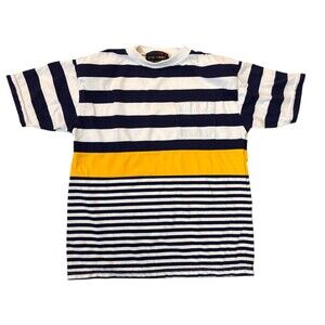 Vintage Active Elements Striped Top Medium Shoulder Pads Colorblock 80s 90s